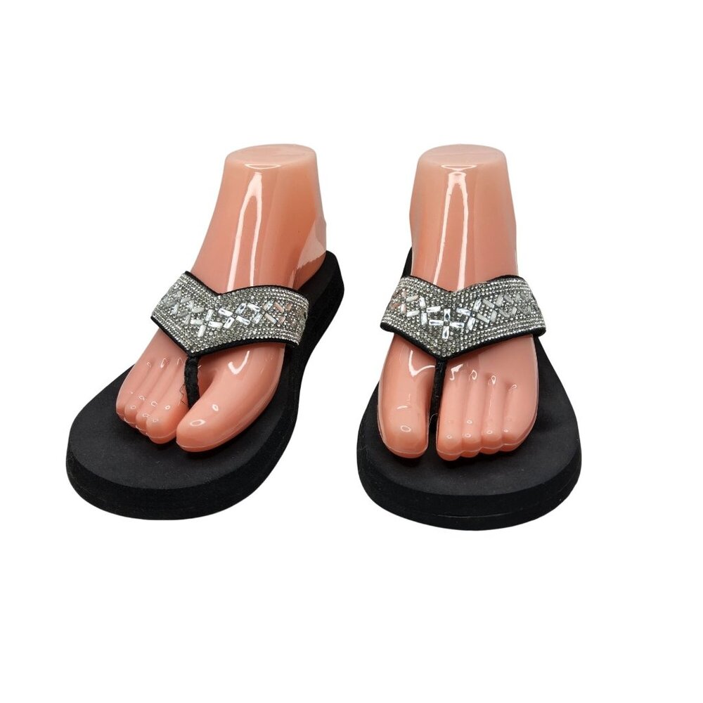 Womens Jelly Pop Silver Sparkle Thong Sandals